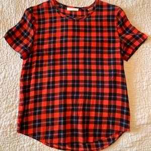 Equipment Femme Silk Plaid Red Blouse Top XS